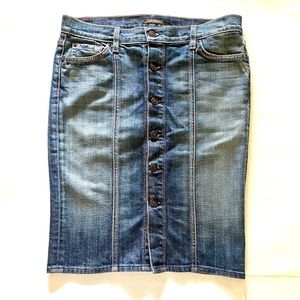 7 for all mankind denim skirt button front size 28